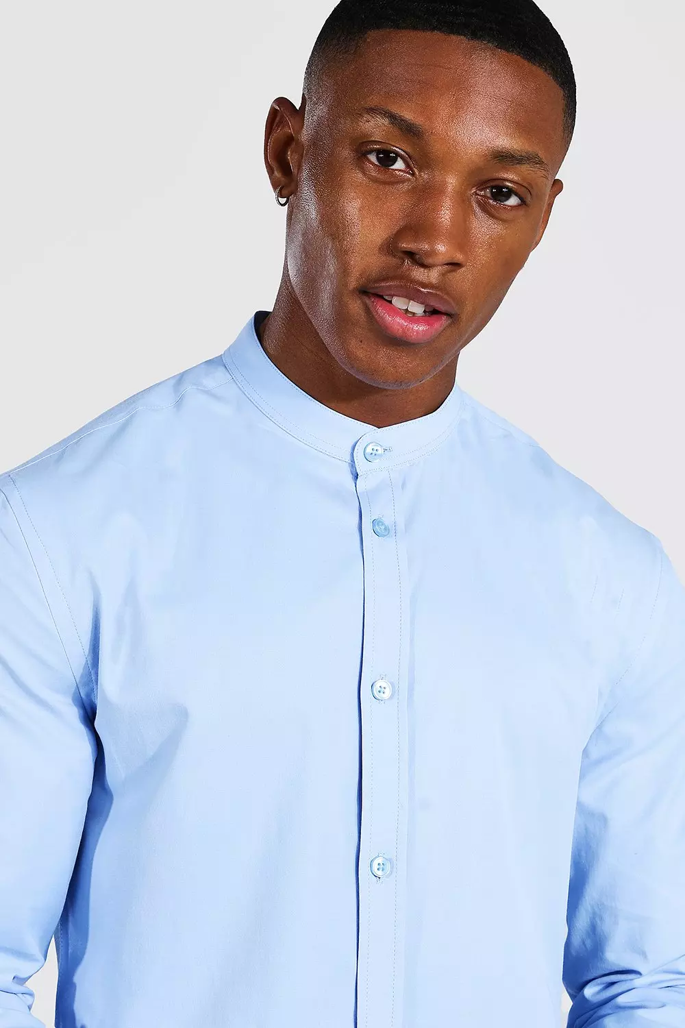 Slim fit hot sale grandad collar shirt